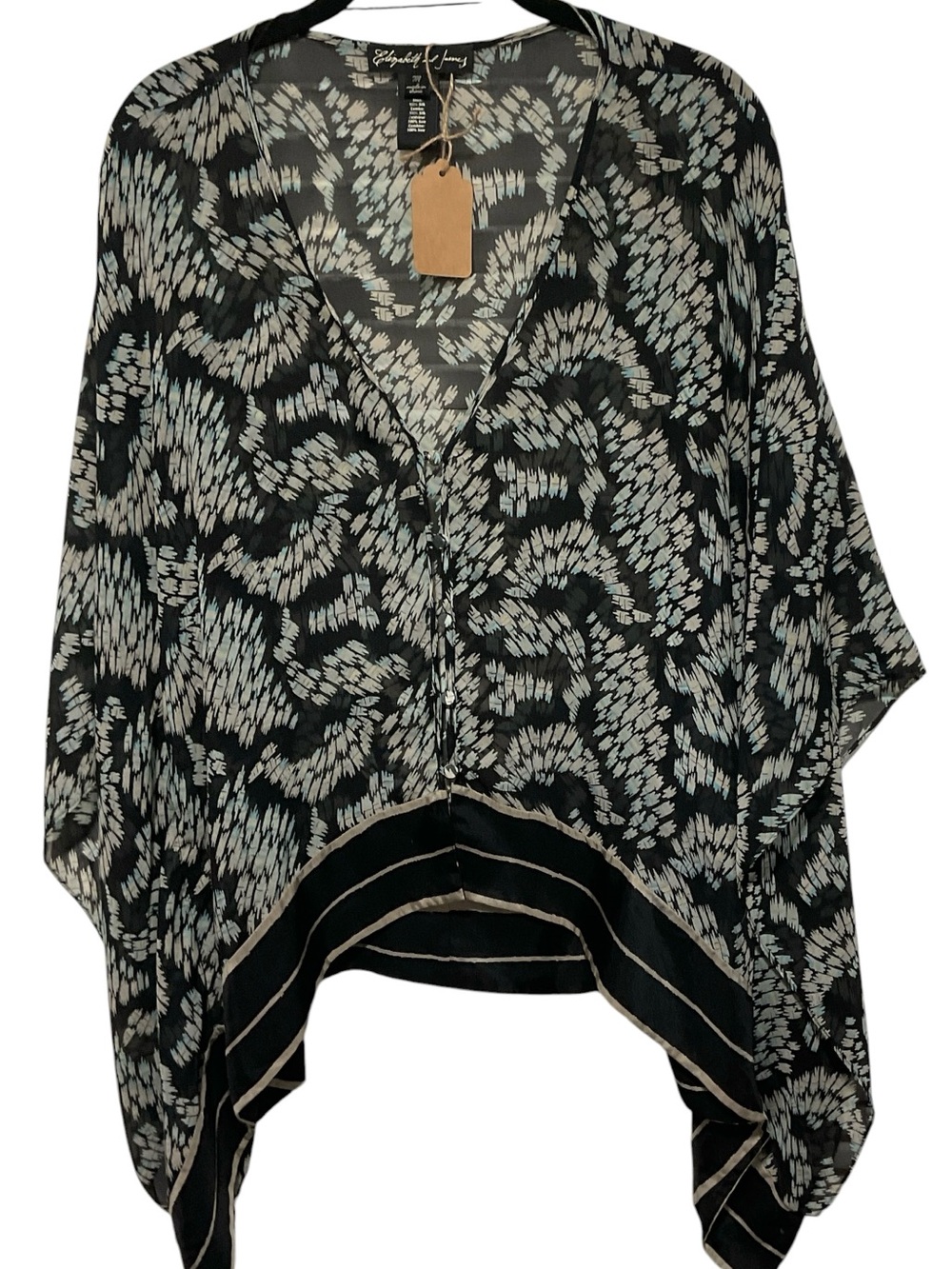 Elizabeth and James NWT 100% Silk Printed Poncho Blouse – Size Medium